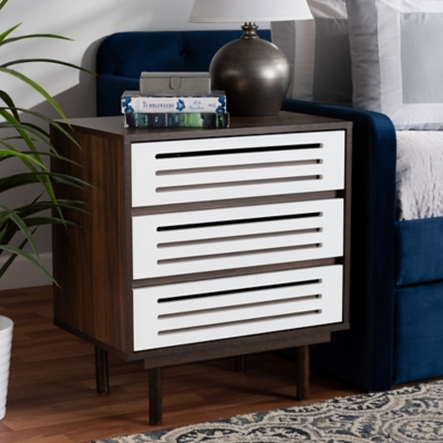 3 drawer deals nightstand mid century