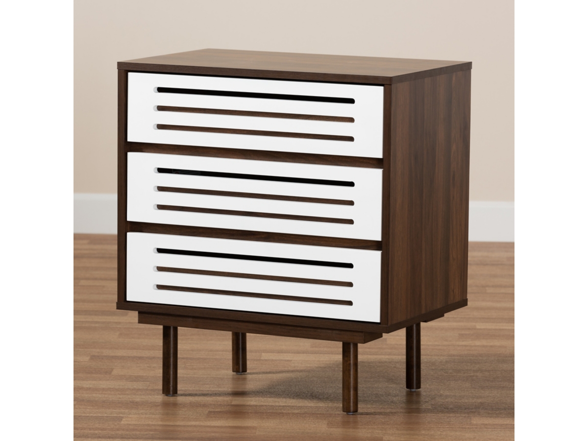 Meike Mid-Century Modern 3-Drawer Nightstand | Ashley