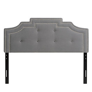 Aspen Queen Headboard with Nail head Trim, Gray, large