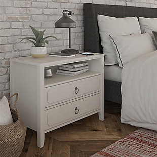 Ameriwood Home 2 Drawer Nightstand, Ivory, rollover