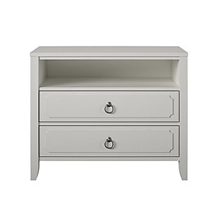 Ameriwood Home Her Majesty 2 Drawer Nightstand, Ivory, large