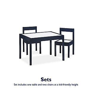Stylishly simple, the Baby Relax Percy 3-PC Kiddy Table & Chair set includes a kid-friendly height table and two chairs. The table top is designed with a low border that will help keep puzzle pieces, crayons, and small toys on the table and off the floor!Made of engineered wood | Perfect bedroom or living room set for your children to play in complete safety. Great addition to any home where parents home school their children. | Features a low border around the table top that keeps puzzle pieces, crayons, and small toys on the table and off the floor | Ships in one box. Easy assembly required. 1 year limited warranty. Available in multiple colors.