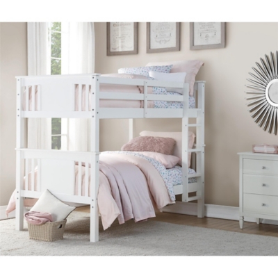 Atwater Living Abigail Twin Bunk Bed, White, White, large
