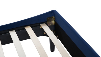 Aspen Vertical Tufted Platform Bed, Navy Blue, large