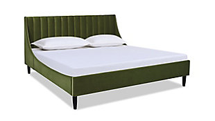 Aspen Vertical Queen Tufted Modern Platform Bed, Olive Green, large