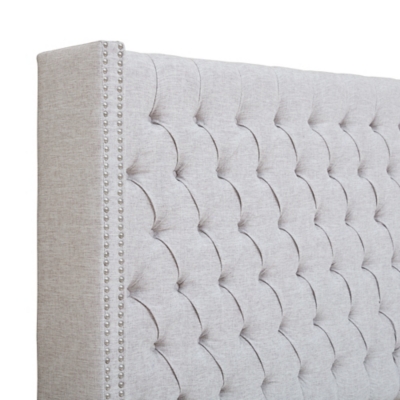 Amelia Upholstered Queen Headboard, Gray, large
