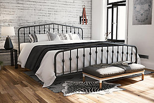 Bushwick King Metal Bed, Dark Gray, rollover