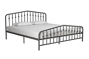 Bushwick King Metal Bed, Dark Gray, large