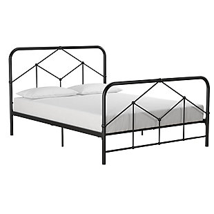Francis Farmhouse Queen Metal Bed, Black, large