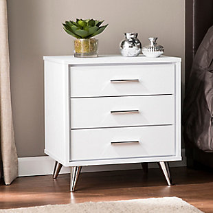 Southern Enterprises 3 Drawer Nightstand, White, rollover