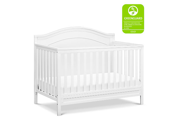 The polished Charlie 4-in-1 Crib features a graceful arched headboard with delicately carved molding and slim feet. The crib easily converts from crib to toddler bed, daybed and full-size bed.Greenguard gold certified: this product has been tested for over 10,000 chemical emissions and vocs, undergoing rigorous scientific testing to meet some of the world's most stringent chemical emissions requirements. It contributes to cleaner indoor air, creating a healthier environment for your baby to sleep, play, and grow. | 4-in-1 convertibility: designed to save you the hassle (and extra money!) of buying multiple beds as your little one grows. Easily converts to a toddler bed, daybed, and full-size bed (toddler kit and full-size kit sold separately) | Grows with baby: 4 adjustable mattress positions that you can lower as your baby begins to sit and stand. We've built this crib to withstand even the most active babies and toddlers and last through your child's teen years | Quality material: made of solid sustainable new zealand pinewood and tsca compliant engineered wood -only the best for your sweet baby | For your baby's safety: say goodbye to toxic chemicals! Finished in a non-toxic multi-step painting process and lead and phthalate safe. Rest assured knowing it exceeds astm international and u.s. Cpsc safety standards | Mattress compatibility: while this crib is a standard size regular crib, for a best fit we recommend davinci’s line of non-toxic, greenguard gold, waterproof mattresses. | Complete the look: shop charlie 3-drawer dresser & 6-drawer double dresser for a coordinated nursery