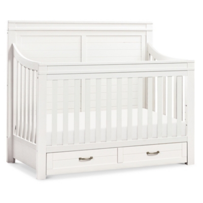 Million Dollar Baby Classic Wesley Farmhouse 4-in-1 Convertible Storage Crib, Heirloom White, large