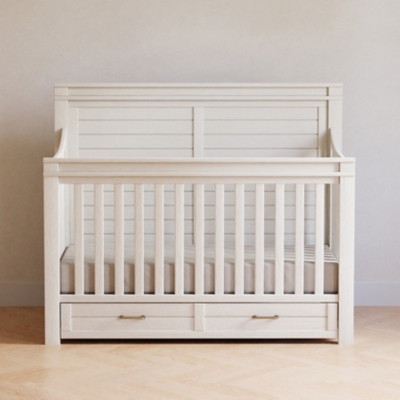 Million Dollar Baby Classic Wesley Farmhouse 4-in-1 Convertible Storage Crib, Heirloom White, large