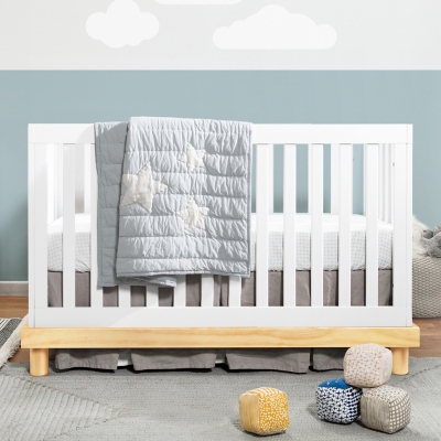 Babymod Olivia 3-in-1 Convertible Crib, White/Natural, rollover