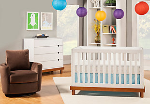 Babymod Olivia 3-in-1 Convertible Crib, Amber/White, rollover