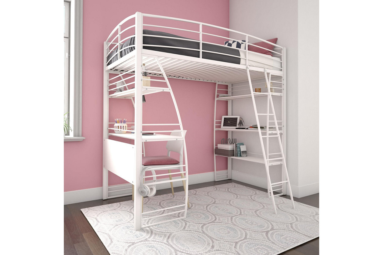 Aer Living Lynn Twin Loft Bed With, Alcester Twin Low Loft Bed With Desk And Storage