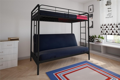 Atwater Living Metal Twin Over Futon Bunk Bed, Black, Black, large