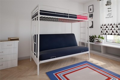Atwater Living Metal Twin Over Futon Bunk Bed, White, White, large