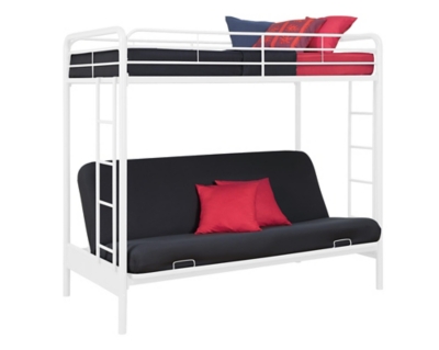 Atwater Living Metal Twin Over Futon Bunk Bed, White, White, large