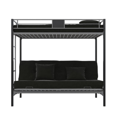 Atwater Living Reeta Twin over Futon Metal Bunk Bed, Silver/Black, , large