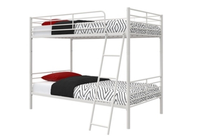 Atwater Living Jalan Twin over Twin Convertible Bunk Bed, White, White, large