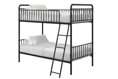 Atwater Living Kalvin Twin over Twin Metal Bunk Bed, Black, Black, large
