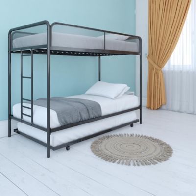 Atwater Living Elia Triple Twin Metal Bunk Bed, Black, Black, large