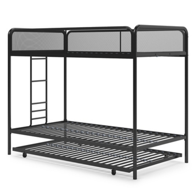 Atwater Living Elia Triple Twin Metal Bunk Bed, Black, Black, large