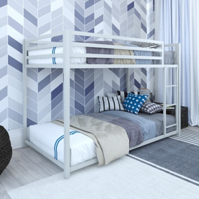Atwater Living Mason Metal Twin over Twin Bunk Bed, Silver, Silver, rollover