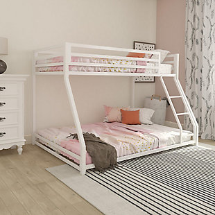 Atwater Living Mason Metal Twin over Full Bunk Bed, White, White, rollover