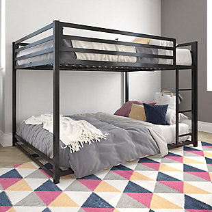 Atwater Living Mason Metal Full over Full Bunk Bed, Black, Black, rollover