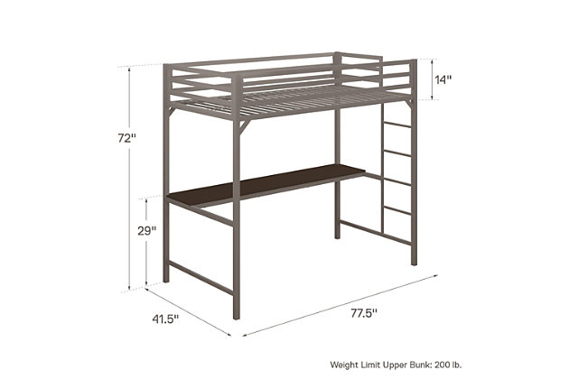 Aer Living Mason Metal Twin Loft, Your Zone Twin Metal Loft Bed Instructions