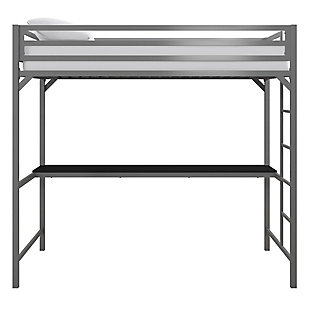 Atwater Living Mason Metal Twin Loft Bed with Desk, Silver, Silver, large