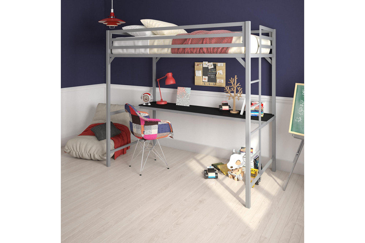 Aer Living Mason Metal Twin Loft, Furniture Row Bunk Bed With Slide
