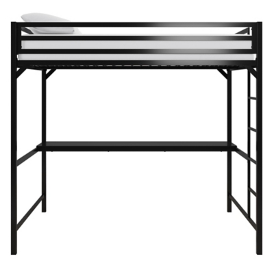 Atwater Living Mason Metal Full Loft Bed with Desk, Black, Black, large