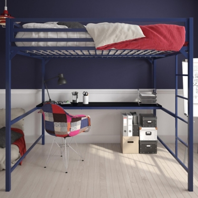 Atwater Living Mason Full Loft Bed with Desk, Blue