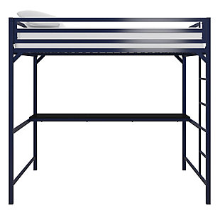 Atwater Living Mason Metal Full Loft Bed with Desk, Blue, Blue, large