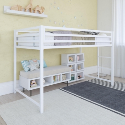 Atwater Living Mason Metal Junior Loft Bed, White, White, rollover