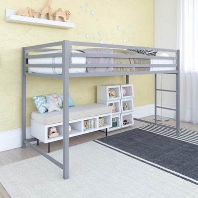 Atwater Living Mason Metal Junior Loft Bed, Silver, Silver, rollover