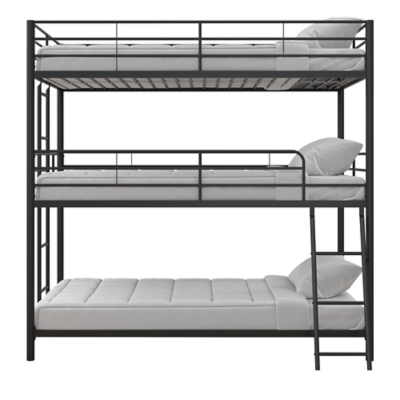 Atwater Living Callum Metal Triple Bunk Bed, Twin over Twin over Twin, Black, , large