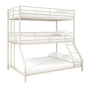 Atwater Living Callum Metal Triple Bunk Bed, Twin over Twin over Full, White, White, large
