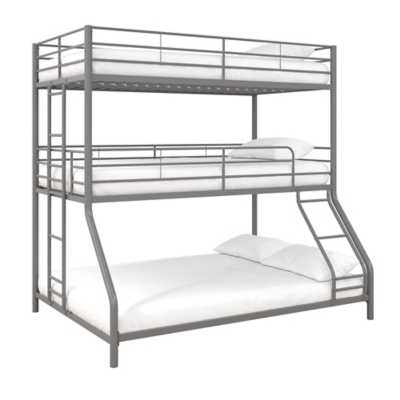 Atwater Living Callum Metal Triple Bunk Bed, Twin over Twin over Full, Silver, Silver, large