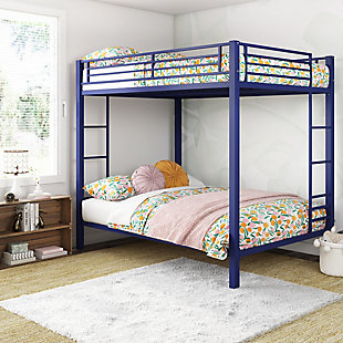 Atwater Living Parker Full over Full Metal Bunk Bed, Blue, Blue, rollover