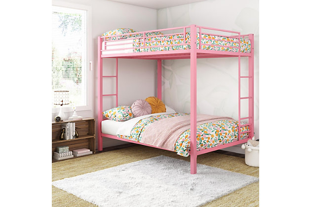 Aer Living Parker Metal Bunk Bed, Pink Bunk Beds With Mattresses Included