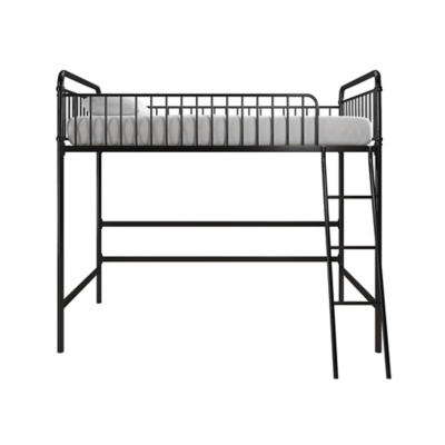 Atwater Living Kalvin Twin Metal Loft Bed, Black, Black, large
