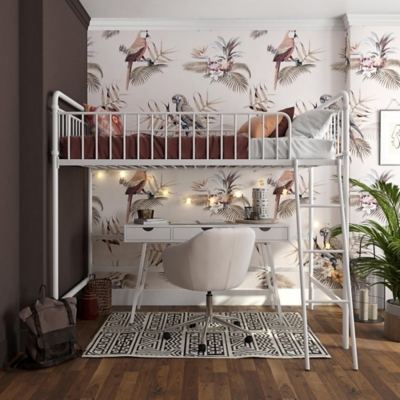 B600003643 Atwater Living Kalvin Twin Metal Loft Bed, White sku B600003643