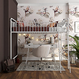 Atwater Living Kalvin Twin Metal Loft Bed, White, White, rollover