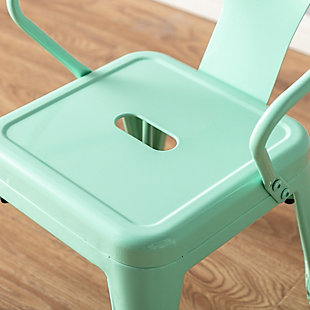 Versatile, sleek and sturdy- the Industrial Kids Chair is perfect for the contemporary kids' room. Made from durable steel, this kids' set is ideal for snack time, art projects and other activities. Each set includes two, fully assembled stools, so your little one can invite a friend. Choose from five fun colors.Solid Steel | Protective feet to prevent damage to floor | Handle in seat makes it easy to carry around | Set of 2
