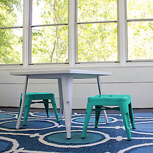 Ace Casual Kids Metal Stool - 2 pack, Teal, Blue/Green, rollover