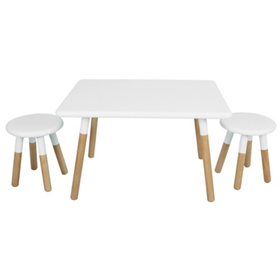 Ace Casual Kids Dipped Table and Stool Set, White, White/Beige, large